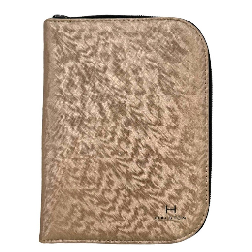 🍀 Halston Vegan Leather Gold Travel Jewelry Organizer Case